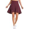imageTHE GYM PEOPLE Womens High Waist Flowy Skort Asymmetric High Low Ruffle Hem Wrap Skirts Builtin ShortsDark Red