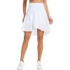 imageTHE GYM PEOPLE Womens High Waist Flowy Skort Asymmetric High Low Ruffle Hem Wrap Skirts Builtin ShortsWhite
