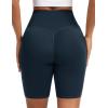 imageTHE GYM PEOPLE Womens High Waist Scrunch Butt Lifting Yoga Shorts No Front Seam Stretchy Workout Shorts 8 with PocketsBlue