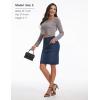 imageTHE GYM PEOPLE Womens High Waist Stretchy Denim Skirt Knee Length Slim Fit Pencil Jean Skirt Back Slit with PocketsDark Blue