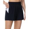 imageTHE GYM PEOPLE Womens High Waist Sweat Shorts Ultra Soft Stretchy Lounge Running Athletic Shorts with Zipper PocketsBlack