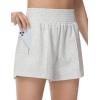 imageTHE GYM PEOPLE Womens High Waist Sweat Shorts Ultra Soft Stretchy Lounge Running Athletic Shorts with Zipper PocketsHeather White