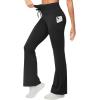 imageTHE GYM PEOPLE Womens High Waisted Drawstring Flare Leggings Workout Soft Stetchy Bell Bottom Yoga Pants with PocketsBlack