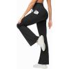 imageTHE GYM PEOPLE Womens High Waisted Drawstring Flare Leggings Workout Soft Stetchy Bell Bottom Yoga Pants with PocketsBlack