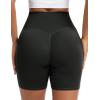 imageTHE GYM PEOPLE Womens High Waisted Ruched Yoga Shorts Scrunched Butt Lifting Contour Workout Shorts 5 with PocketsBlack