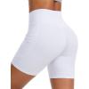 imageTHE GYM PEOPLE Womens High Waisted Ruched Yoga Shorts Scrunched Butt Lifting Contour Workout Shorts 5 with PocketsWhite
