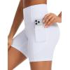 imageTHE GYM PEOPLE Womens High Waisted Ruched Yoga Shorts Scrunched Butt Lifting Contour Workout Shorts 5 with PocketsWhite