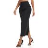imageTHE GYM PEOPLE Womens Long Pencil Skirt High Waist Stretchy Business Work Bodycon Maxi Skirts with Back SlitBlack