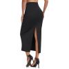 imageTHE GYM PEOPLE Womens Long Pencil Skirt High Waist Stretchy Business Work Bodycon Maxi Skirts with Back SlitBlack