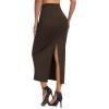 imageTHE GYM PEOPLE Womens Long Pencil Skirt High Waist Stretchy Business Work Bodycon Maxi Skirts with Back SlitBrown