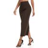 imageTHE GYM PEOPLE Womens Long Pencil Skirt High Waist Stretchy Business Work Bodycon Maxi Skirts with Back SlitBrown
