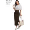 imageTHE GYM PEOPLE Womens Long Pencil Skirt High Waist Stretchy Business Work Bodycon Maxi Skirts with Back SlitBrown