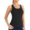 imageTHE GYM PEOPLE Womens Longline Yoga Sports Bra Racerback Slim Fit Sleeveless Padded Workout Tank Tops Built in BraBlack
