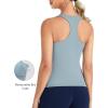 imageTHE GYM PEOPLE Womens Longline Yoga Sports Bra Racerback Slim Fit Sleeveless Padded Workout Tank Tops Built in BraDenim Blue