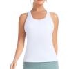 imageTHE GYM PEOPLE Womens Longline Yoga Sports Bra Racerback Slim Fit Sleeveless Padded Workout Tank Tops Built in BraWhite