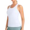 imageTHE GYM PEOPLE Womens Longline Yoga Sports Bra Racerback Slim Fit Sleeveless Padded Workout Tank Tops Built in BraWhite