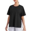 imageTHE GYM PEOPLE Womens Loose Fit Short Sleeve Workout TShirts with Side Slit Crewneck Summer Lightweight Casual Top TeesBlack