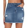 imageTHE GYM PEOPLE Womens Ripped Denim Mini Skirts Stretchy Frayed Raw Hem Casual Trendy Jean Skirt with PocketsDenim Blue