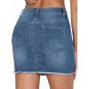 imageTHE GYM PEOPLE Womens Ripped Denim Mini Skirts Stretchy Frayed Raw Hem Casual Trendy Jean Skirt with PocketsDenim Blue