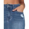 imageTHE GYM PEOPLE Womens Ripped Denim Mini Skirts Stretchy Frayed Raw Hem Casual Trendy Jean Skirt with PocketsDenim Blue