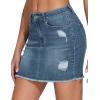 imageTHE GYM PEOPLE Womens Ripped Denim Mini Skirts Stretchy Frayed Raw Hem Casual Trendy Jean Skirt with PocketsGrey Blue
