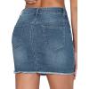 imageTHE GYM PEOPLE Womens Ripped Denim Mini Skirts Stretchy Frayed Raw Hem Casual Trendy Jean Skirt with PocketsGrey Blue