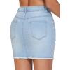 imageTHE GYM PEOPLE Womens Ripped Denim Mini Skirts Stretchy Frayed Raw Hem Casual Trendy Jean Skirt with PocketsLight Blue