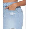 imageTHE GYM PEOPLE Womens Ripped Denim Mini Skirts Stretchy Frayed Raw Hem Casual Trendy Jean Skirt with PocketsLight Blue