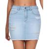 imageTHE GYM PEOPLE Womens Ripped Denim Mini Skirts Stretchy Frayed Raw Hem Casual Trendy Jean Skirt with PocketsLight Blue