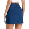 imageTHE GYM PEOPLE Womens Stretchy Jean Skorts Slim Fit Side Split Casual Denim Skirts with PocketsDark Blue