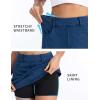 imageTHE GYM PEOPLE Womens Stretchy Jean Skorts Slim Fit Side Split Casual Denim Skirts with PocketsDark Blue