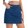 imageTHE GYM PEOPLE Womens Stretchy Jean Skorts Slim Fit Side Split Casual Denim Skirts with PocketsDark Blue