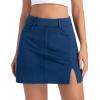 imageTHE GYM PEOPLE Womens Stretchy Jean Skorts Slim Fit Side Split Casual Denim Skirts with PocketsDark Blue