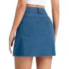 imageTHE GYM PEOPLE Womens Stretchy Jean Skorts Slim Fit Side Split Casual Denim Skirts with PocketsDenim Blue