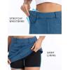 imageTHE GYM PEOPLE Womens Stretchy Jean Skorts Slim Fit Side Split Casual Denim Skirts with PocketsDenim Blue