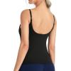 imageTHE GYM PEOPLE Womens V Neck Camisole with Built in Bra Longline Adjustable Spaghetti Strap Yoga Workout Tank TopsBlack