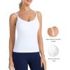 imageTHE GYM PEOPLE Womens V Neck Camisole with Built in Bra Longline Adjustable Spaghetti Strap Yoga Workout Tank TopsWhite