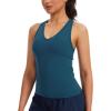 imageTHE GYM PEOPLE Womens V Neck Workout Tank Tops Racerback Slim Fit Sleeveless Yoga Running Athletic ShirtsDark Blue Green