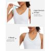 imageTHE GYM PEOPLE Womens V Neck Workout Tank Tops Racerback Slim Fit Sleeveless Yoga Running Athletic ShirtsWhite
