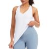 imageTHE GYM PEOPLE Womens V Neck Workout Tank Tops Racerback Slim Fit Sleeveless Yoga Running Athletic ShirtsWhite