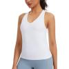 imageTHE GYM PEOPLE Womens V Neck Workout Tank Tops Racerback Slim Fit Sleeveless Yoga Running Athletic ShirtsWhite