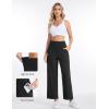 imageTHE GYM PEOPLE Womens Wide Leg Yoga Pants Loose High Waist Workout Lounge Cropped Pants with PocketsBlack