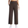 imageTHE GYM PEOPLE Womens Wide Leg Yoga Pants Loose High Waist Workout Lounge Cropped Pants with PocketsBrown