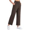 imageTHE GYM PEOPLE Womens Wide Leg Yoga Pants Loose High Waist Workout Lounge Cropped Pants with PocketsBrown