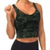 imageTHE GYM PEOPLE Womens Camo Longline Sports Bra Wirefree Padded Medium Support Yoga Bras Gym Running Workout Tank TopsGreen Camo
