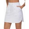 imageTHE GYM PEOPLE Womens Comfy Drawstring Sweat Skirts Cotton Linerless Work Lounge Golf Tennis Jersey Skirt with PocketsHeather White