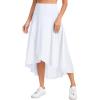 imageTHE GYM PEOPLE Womens High Waist Flowy Maxi Skirts Ruffle High Low Hem Asymmetric Wrap Long Skirt Builtin ShortsWhite