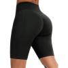 imageTHE GYM PEOPLE Womens High Waist Scrunch Butt Lifting Yoga Shorts No Front Seam Stretchy Workout Shorts 8 with PocketsBlack
