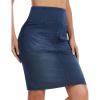 imageTHE GYM PEOPLE Womens High Waist Stretchy Denim Skirt Knee Length Slim Fit Pencil Jean Skirt Back Slit with PocketsDark Blue
