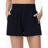 imageTHE GYM PEOPLE Womens High Waist Sweat Shorts Ultra Soft Stretchy Lounge Running Athletic Shorts with Zipper PocketsBlack